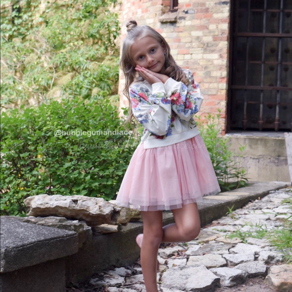 Girls sweater dress with tulle skirted bottom